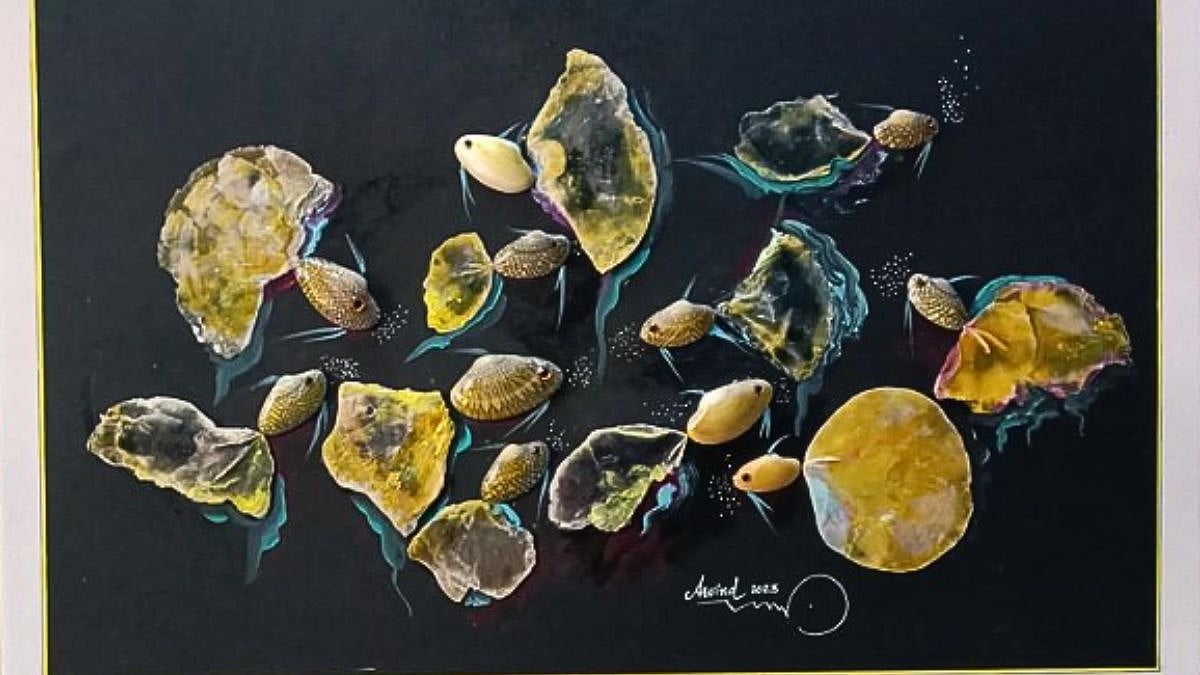 Shell painting by Arvind Chavan